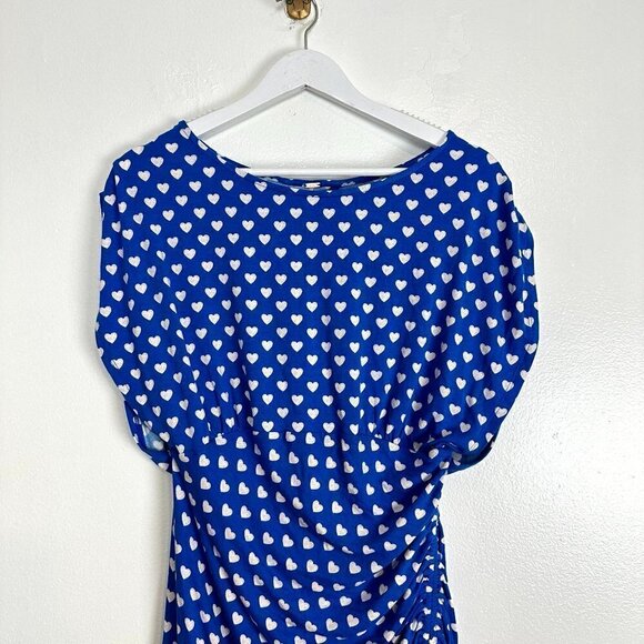 FREE PEOPLE Lakeside Mini Printed Dress in Bluebell Combo Hearts Size Large - Picture 6 of 14